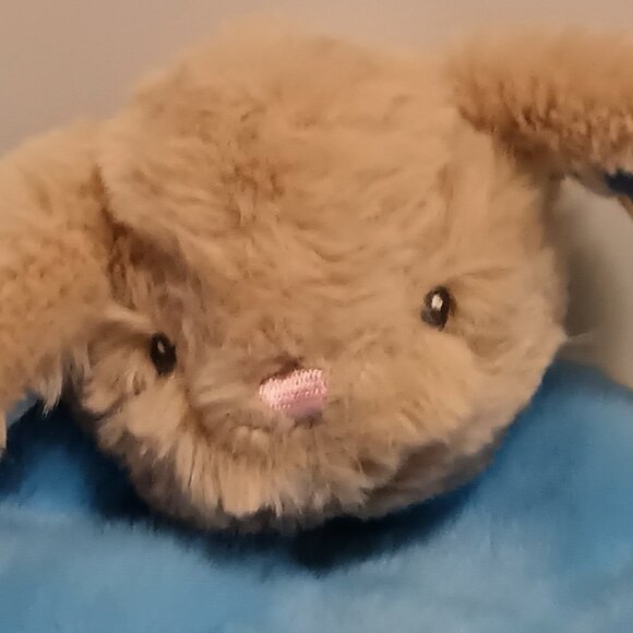 NWOT~ Tan Bunny Rabbit with Blue Embroidered 1st Easter Baby Security Blanket - Picture 4 of 10